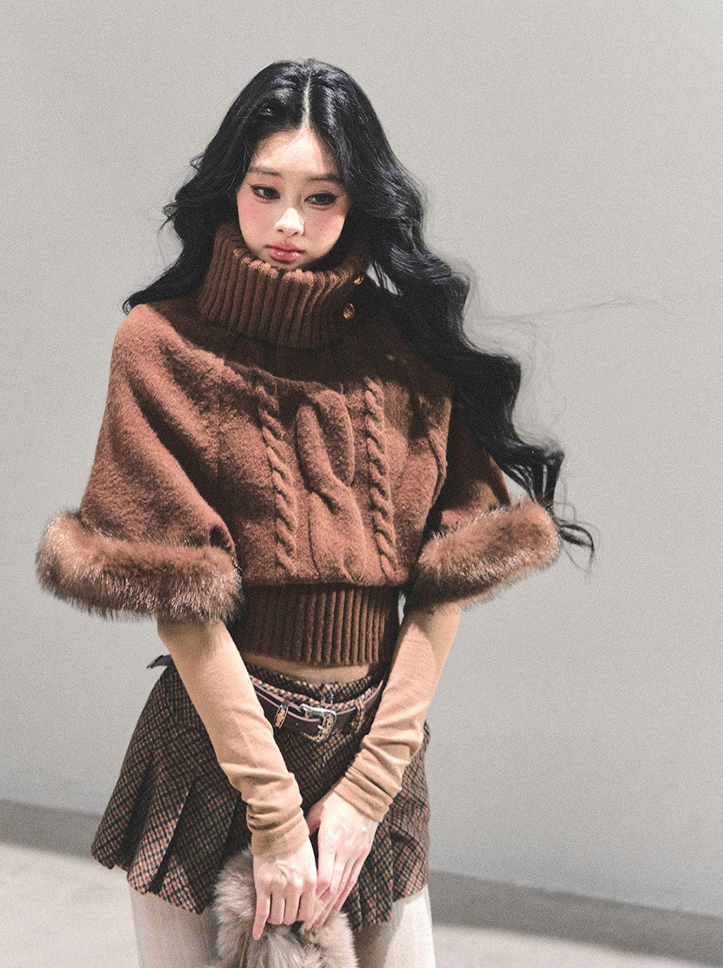 High-Neck Mohair Cable Sweater DIA0669