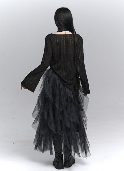 Black Turtleneck Striped Top LAD0230