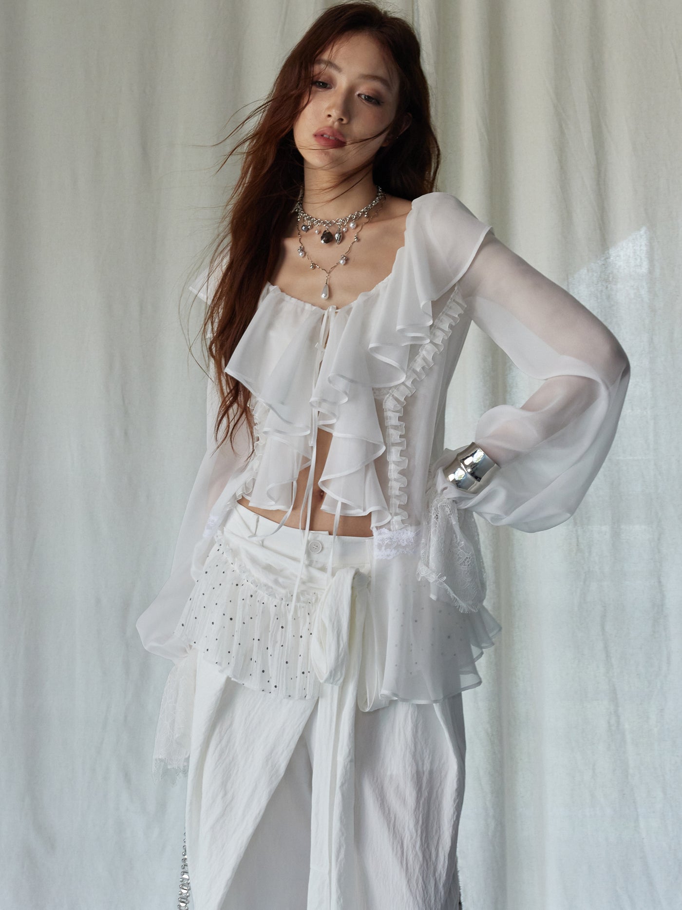 Romantic Fairy Ruffled White Shirt JNY0240