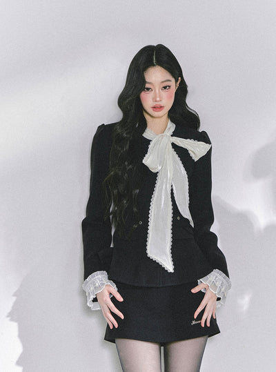 Black Jacket With Ribbon/Short Skirt DIA0592