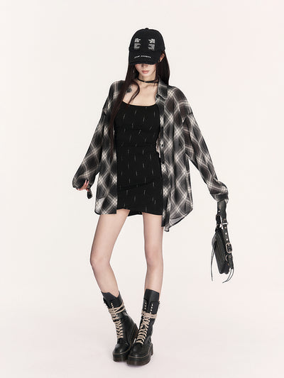 Sunscreen Retro Plaid Loose Shirt VOC0406