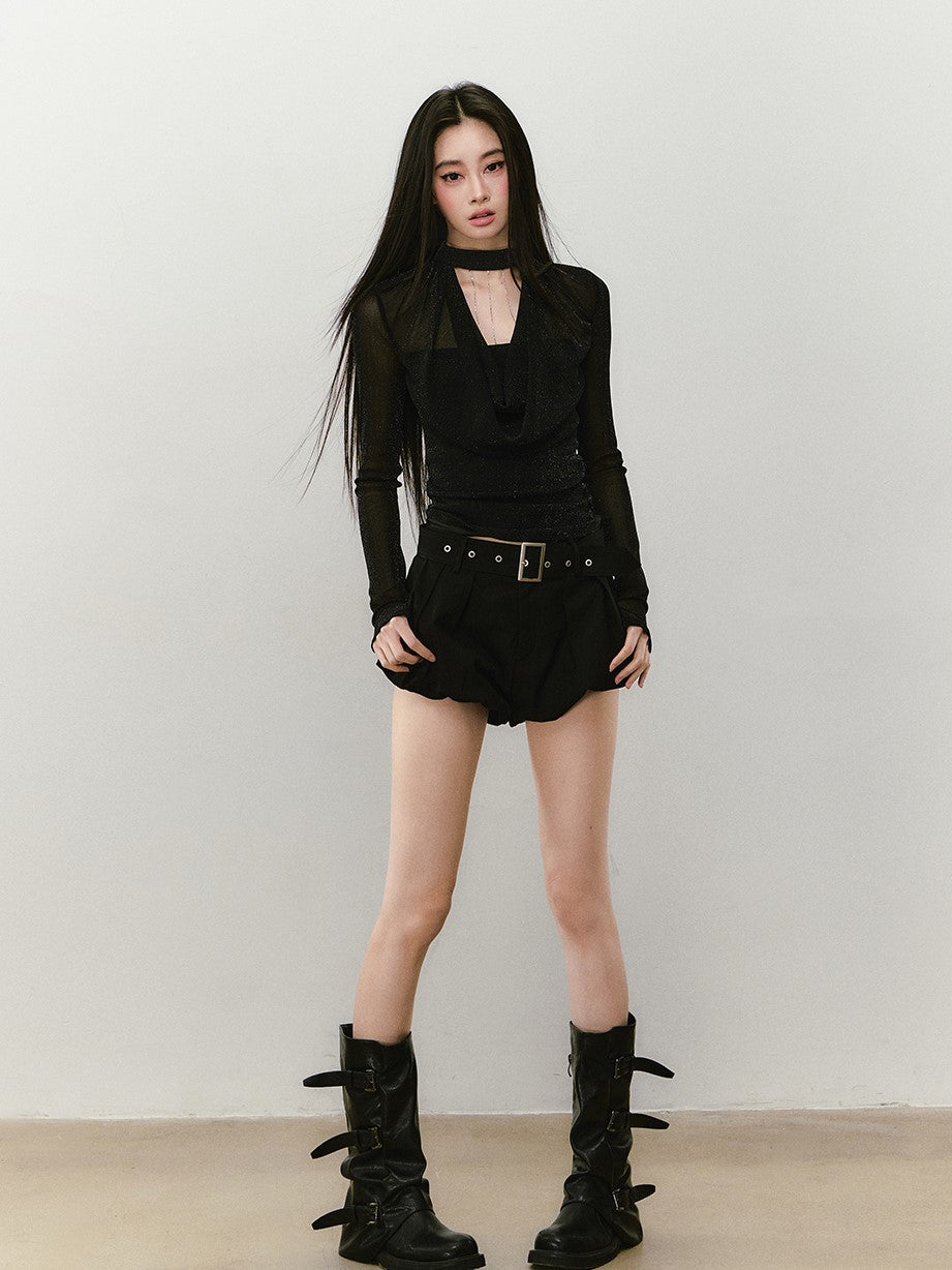 Chain Halter Choker Swing Collar Top VIA0333