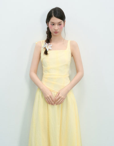 Square Collar Irregular Sling Dress NTO0222