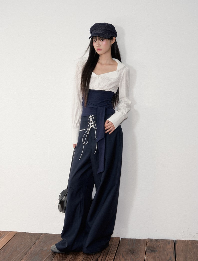 Contrast Shirt/Wide-leg Pants SOO0029