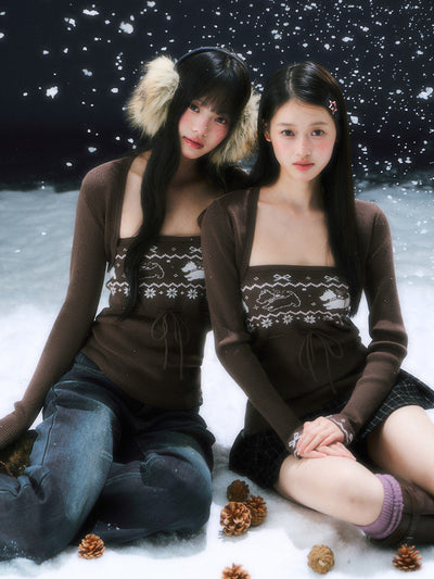 Brown Fair Isle Design Sweater WEE0100