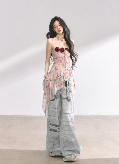 Rose Floral Irregular Camisole DIA0441