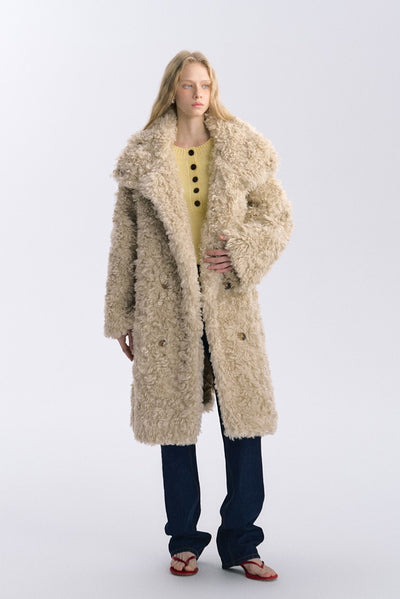 Double-breasted Fur Suede Long Plush Coat BYW0031