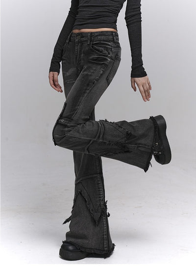 Black Flared Casual Jeans LAD0229