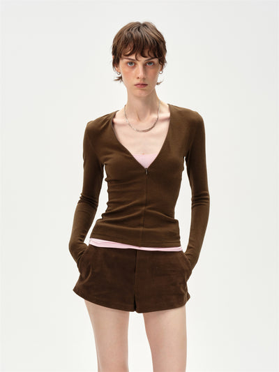 Slim Fit V-Neck Faux Two-Piece T-Shirt CUR0261