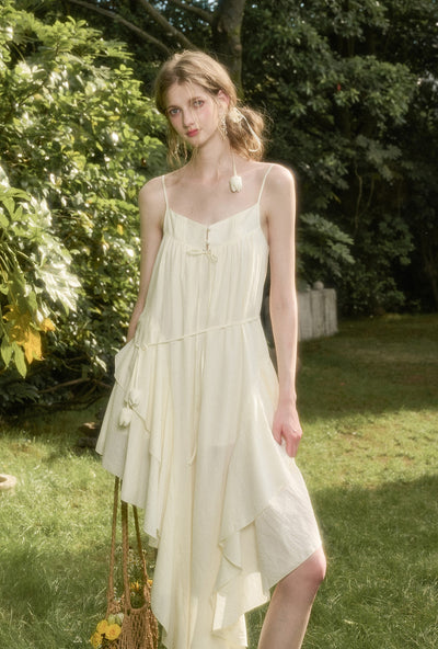 Vanilla White Irregular Design Suspender Dress GRO0182
