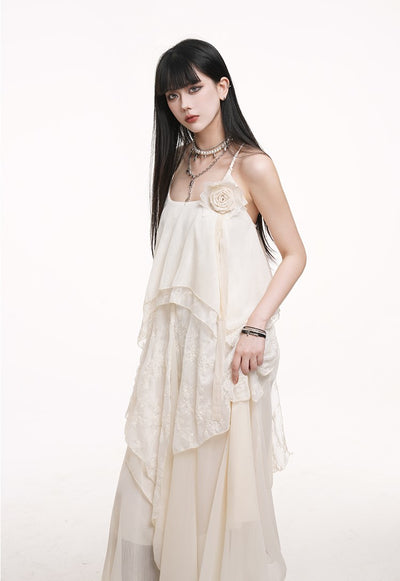 White Lace Suspender Dress LAD0178
