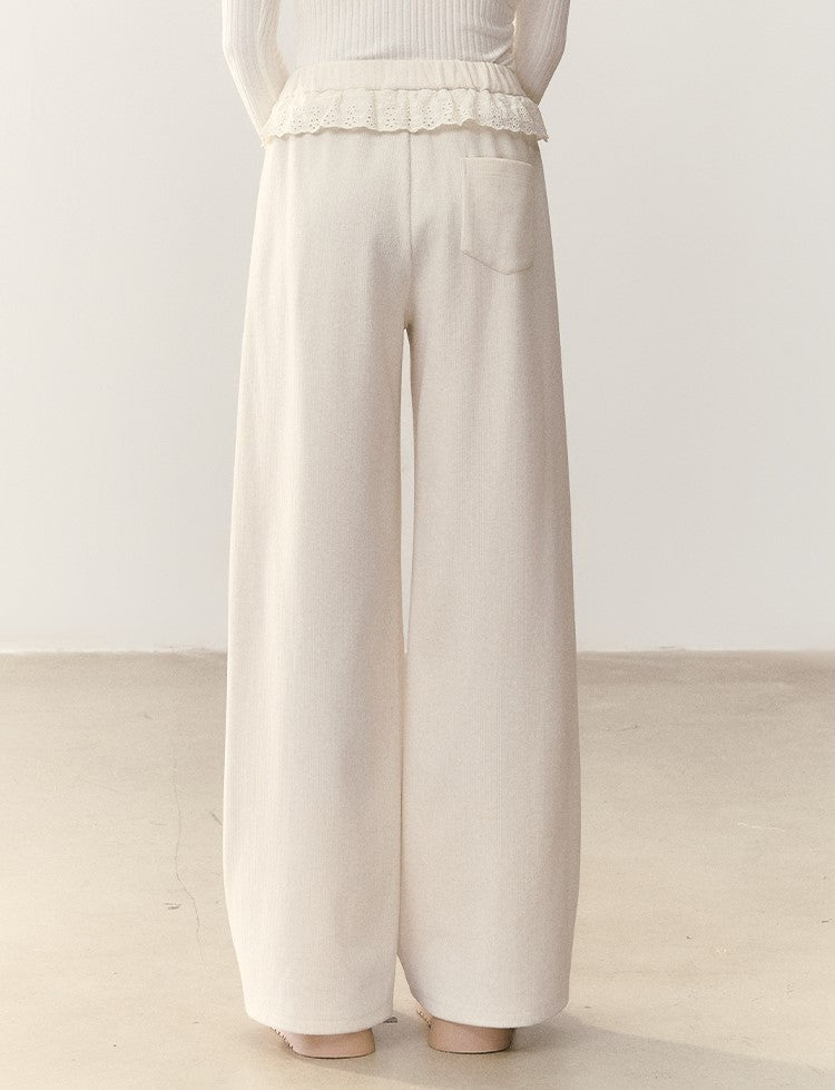 Star Waist Tie Casual Lace Trim Pants NTO0247