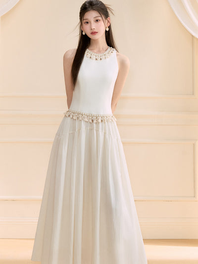 Beaded Sleeveless Long Dress OSH0126