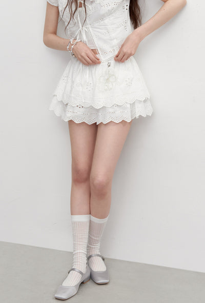 Flower Embroidered Lace Skirt/Shirt AYF0101