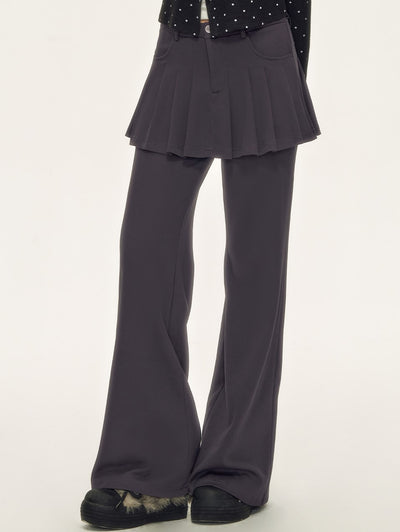 Faux Two-piece Pleated Skirt Pants WEE0085