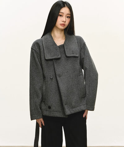 High-End Stand Collar Tie-Wrap Short Coat ANA0095