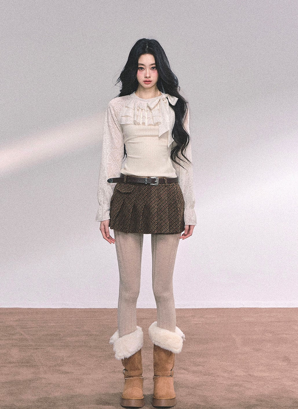 Fake Two-piece Lace Knitted Shirt DIA0657