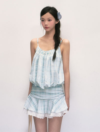 Beaded Plaid Suspender Dress WEE0004