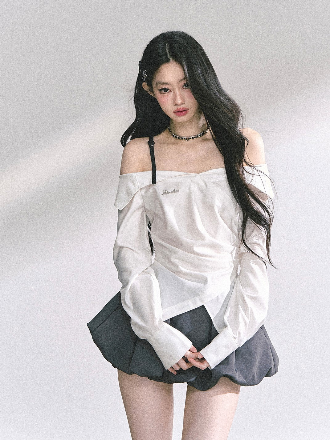 One-shoulder Waist Slim Shirt DIA0535