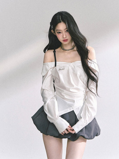 One-shoulder Waist Slim Shirt DIA0535