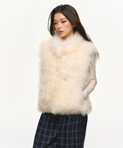 Stand Collar Short Fur Warm Vest Jacket ANA0111