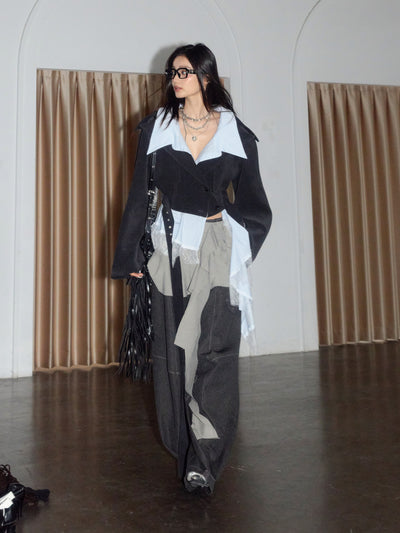 Off-Shoulder Faux Two-Piece Lace Short Jacket JNY0270