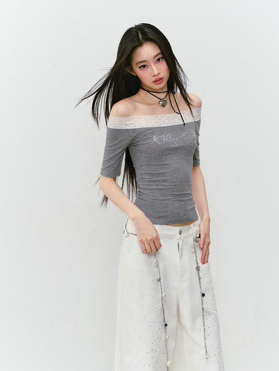 Rhinestone Wide-leg Denim Jeans VIA0328