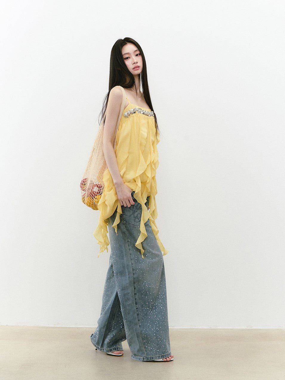 Beaded Flowing Sling Dress VIA0251