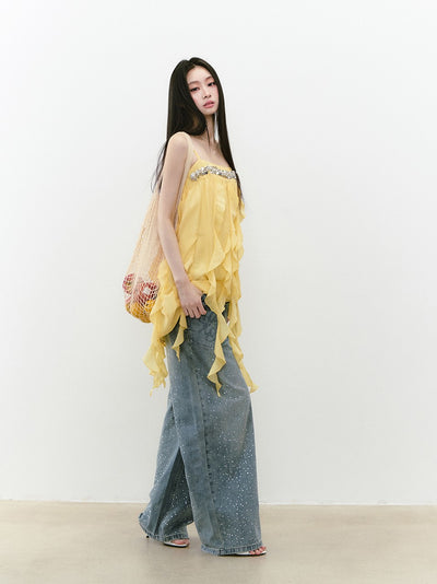 Beaded Flowing Sling Dress VIA0251