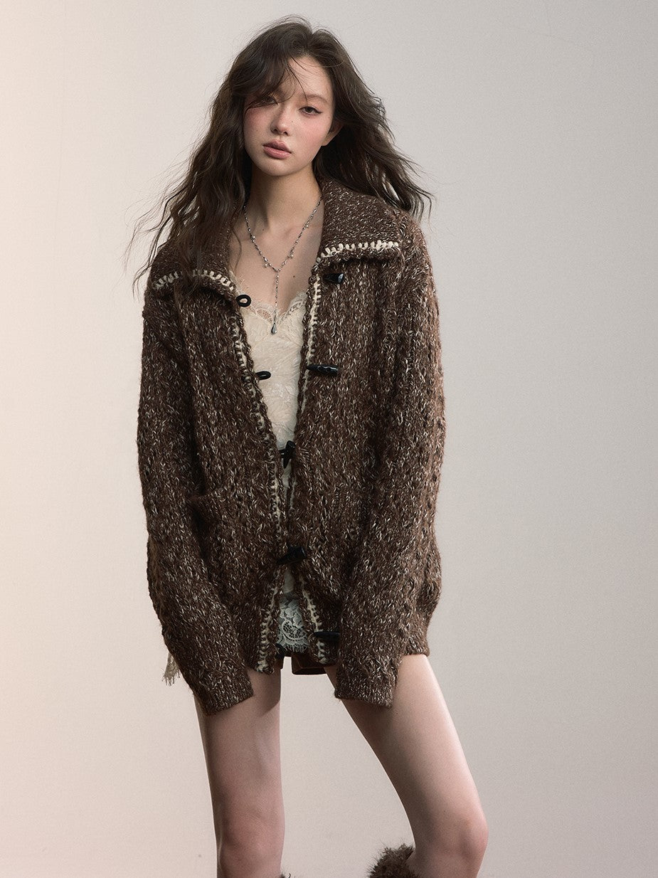 Lapel Duffle Knitted Cardigan/Scarf VIA0371