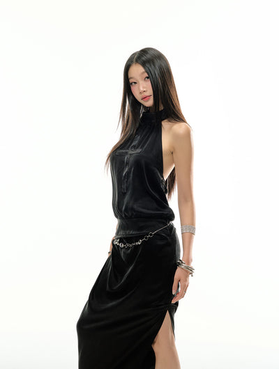 Cross Halter Neck Backless Dress 4MU0122