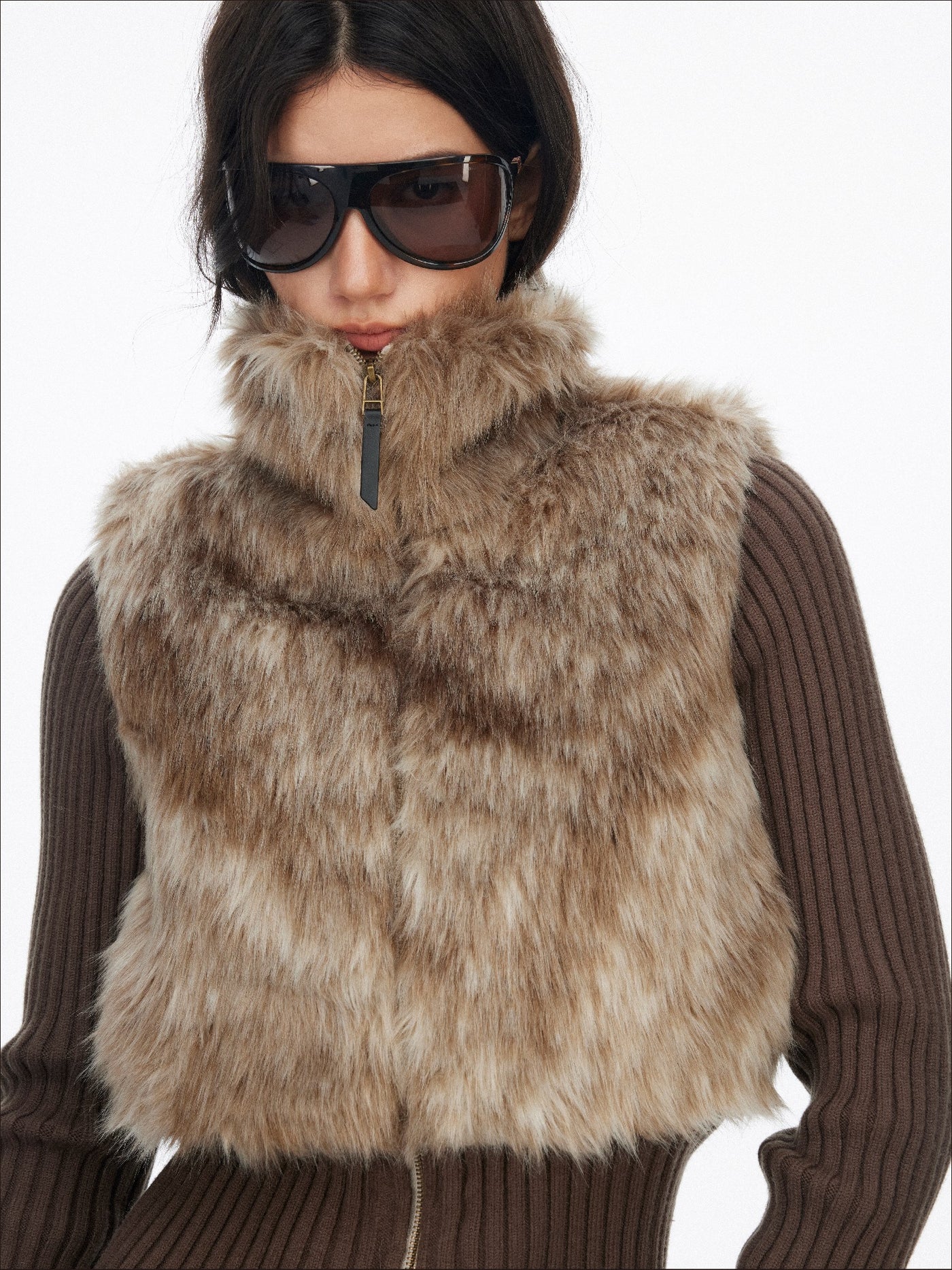Eco-friendly Fur Patchwork Knit Jacket SAL0194