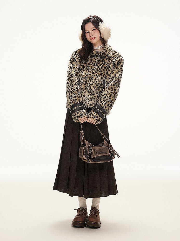 Retro Leopard Print Eco-friendly Fur Jacket IMO0077