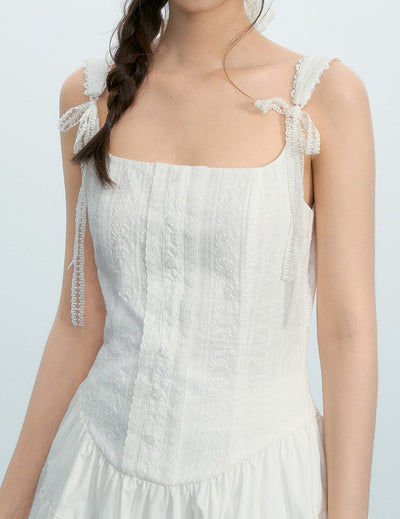White Lace Bow Dress/Safety Shorts NTO0213