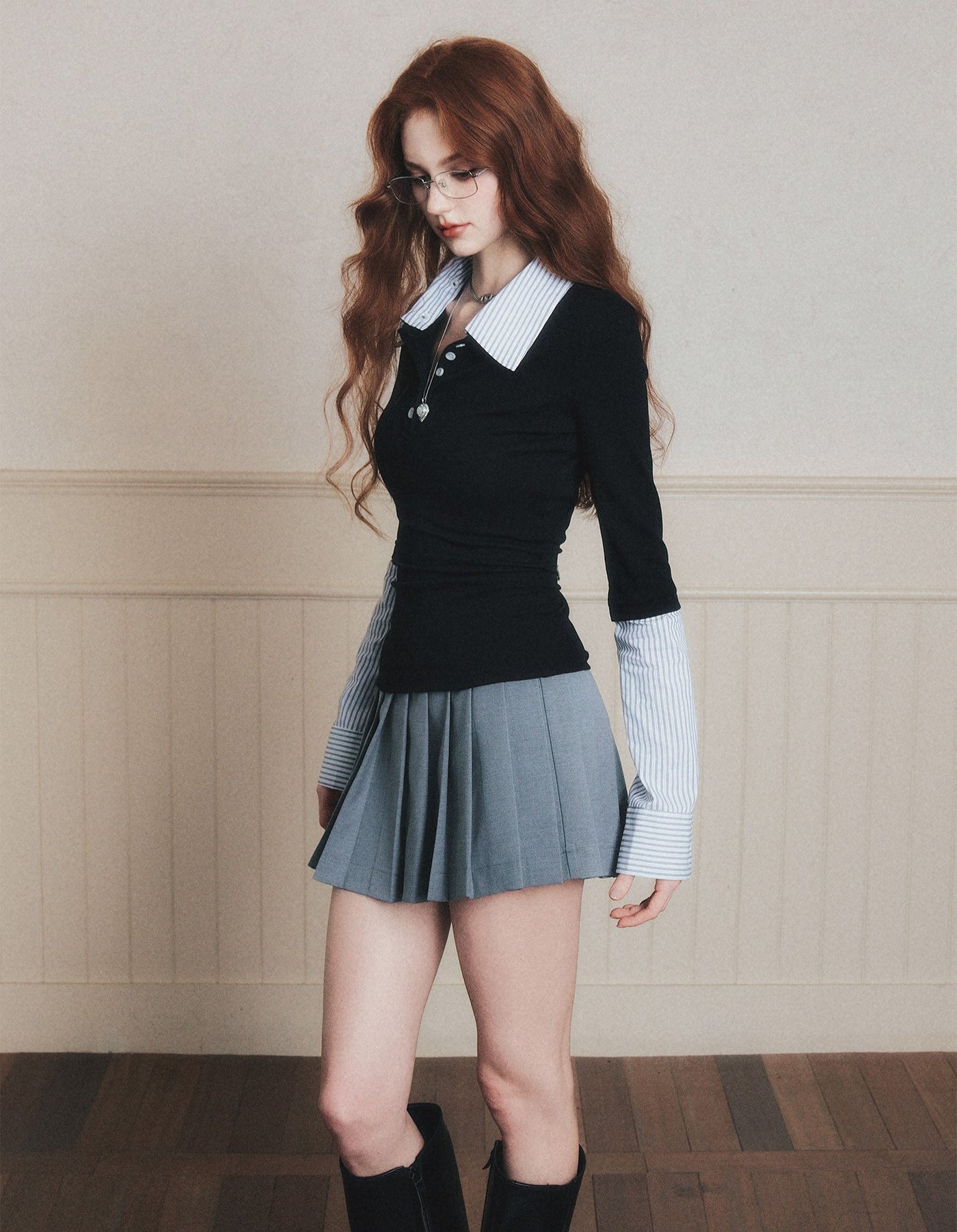 Fake Two-piece Polo Collar Shirt LUL0190