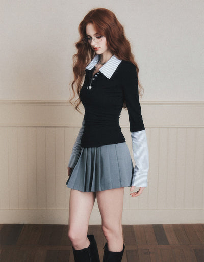 Fake Two-piece Polo Collar Shirt LUL0190