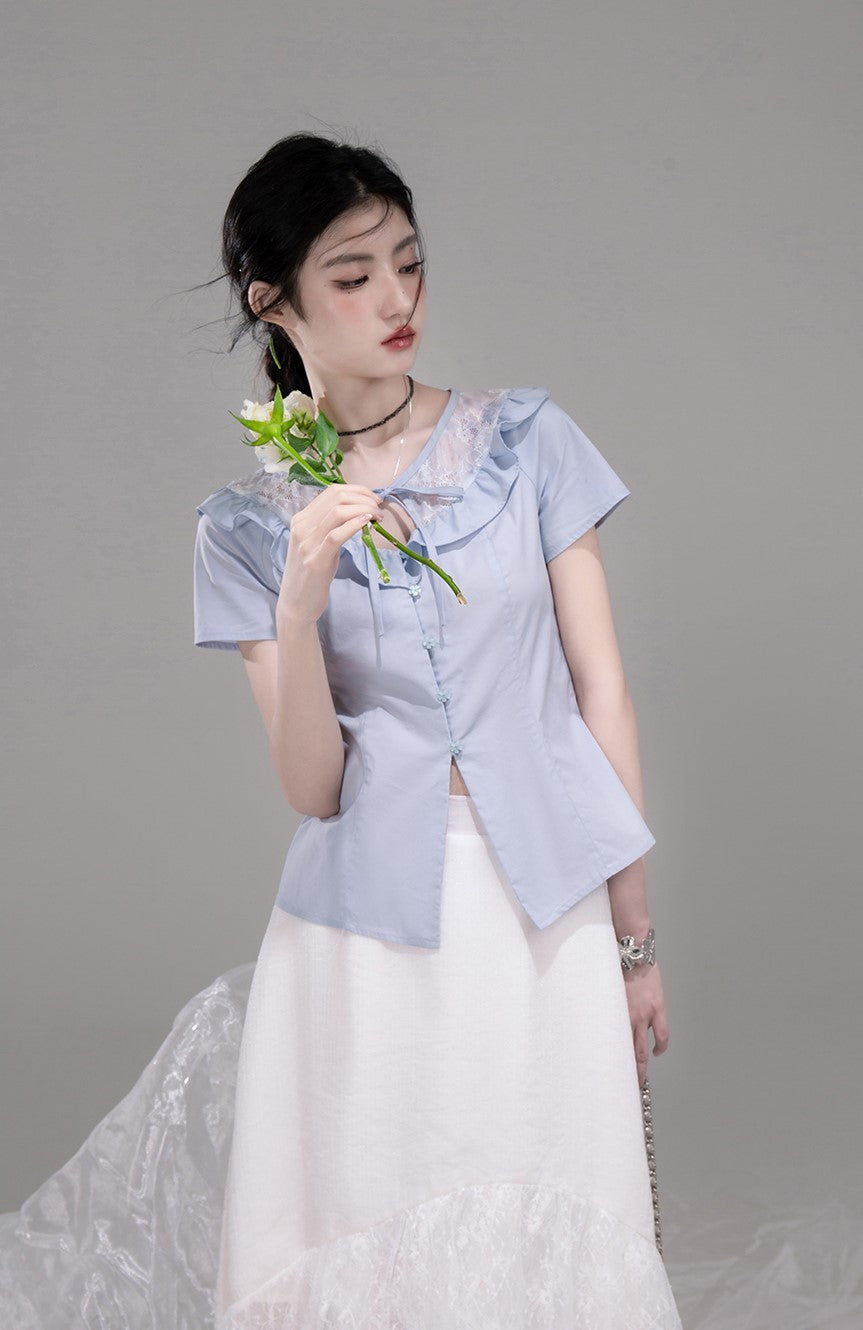Lace Cotton Patchwork Shirt COT0286