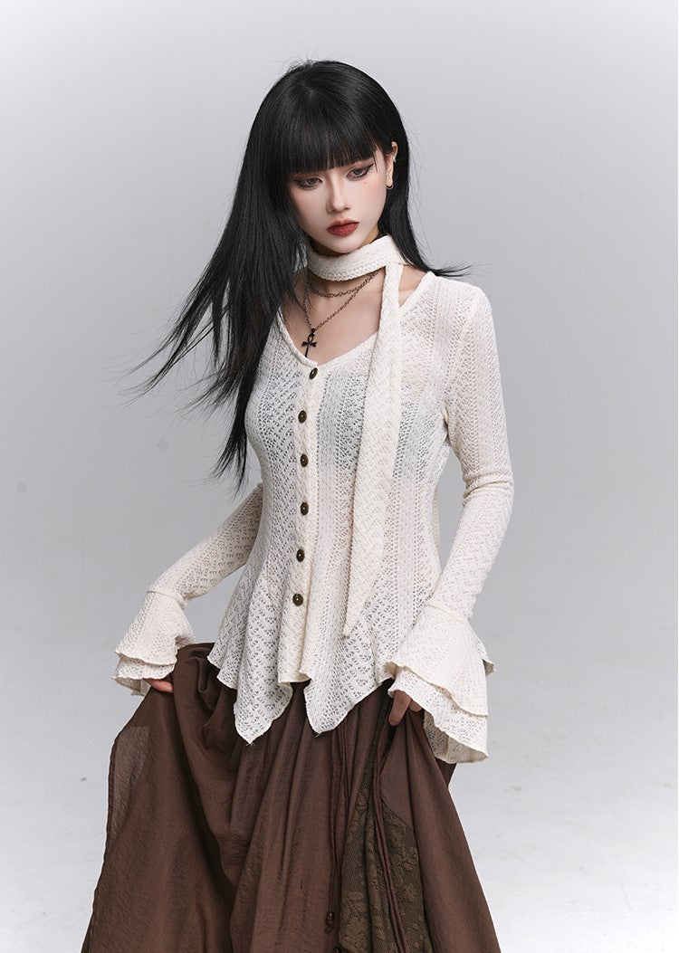 Long-Sleeved Knited Thin Cardigan LAD0232