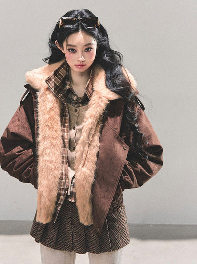 Faux Two-Piece American Style Plaid Jacket DIA0672