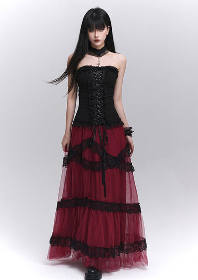 Red Tulle Long Skirt LAD0211
