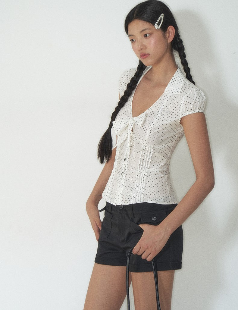 Retro Bow Slim Shirt SOO0004