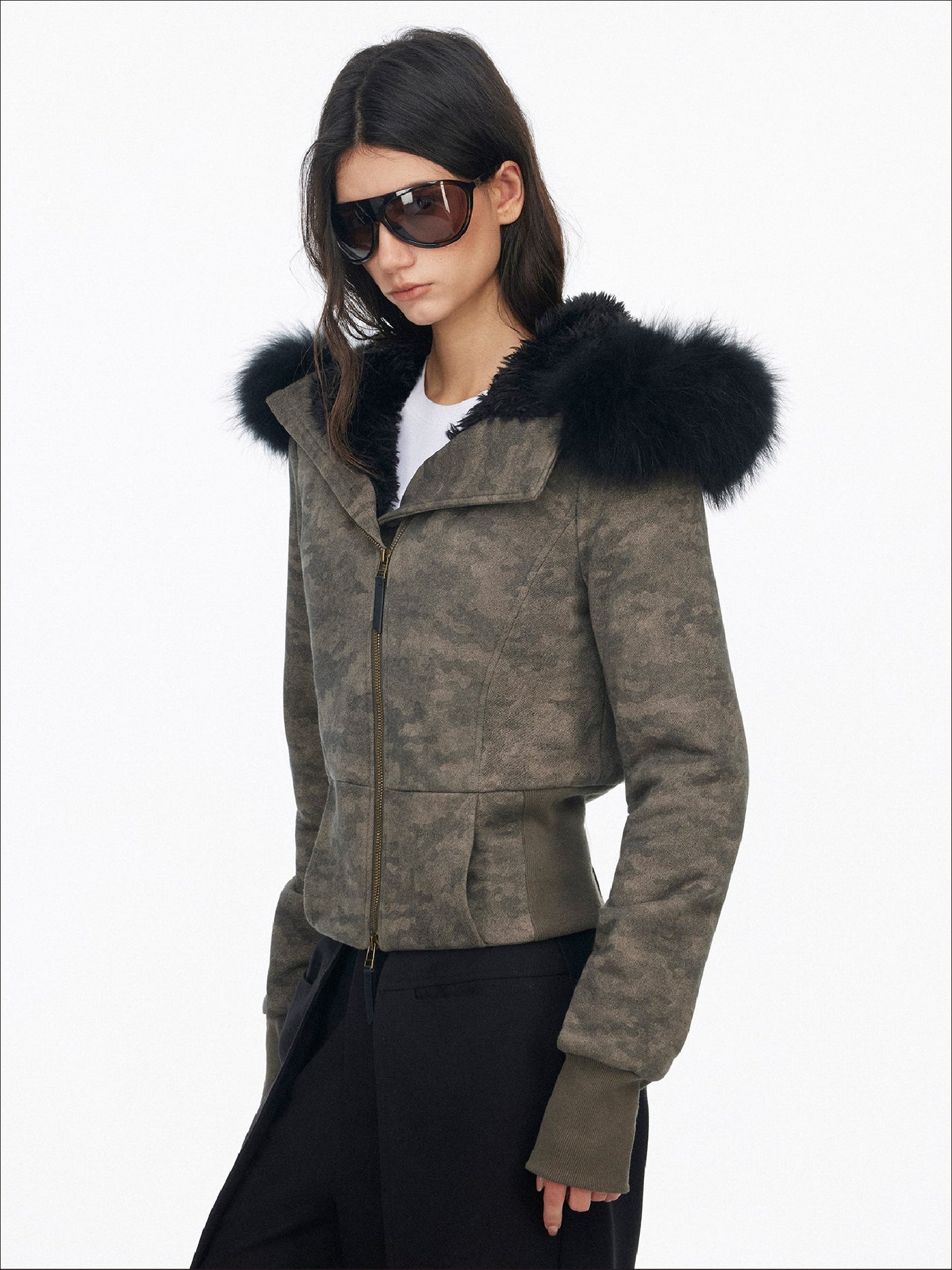 Fur Collar Hooded Sweatshirt Jacket SAL0201