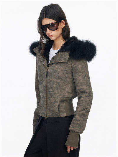 Fur Collar Hooded Sweatshirt Jacket SAL0201