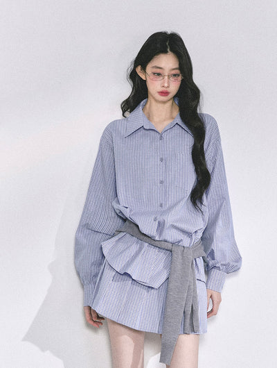 Plaid Long Shirt/Short Skirt DIA0555