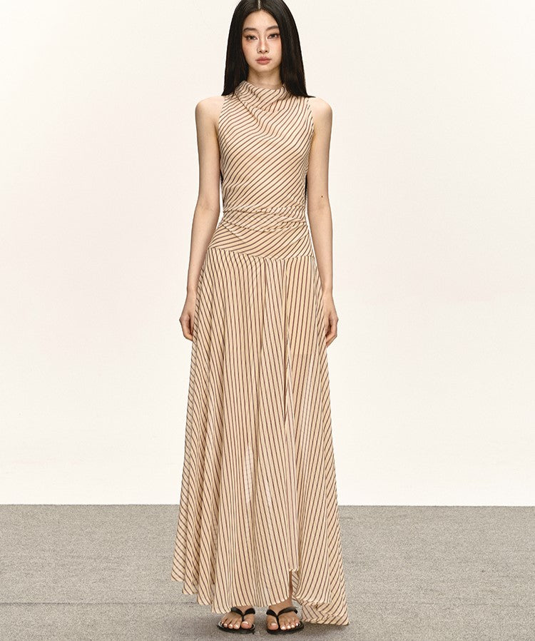 Georgette Striped Slit Long Dress ANA0031