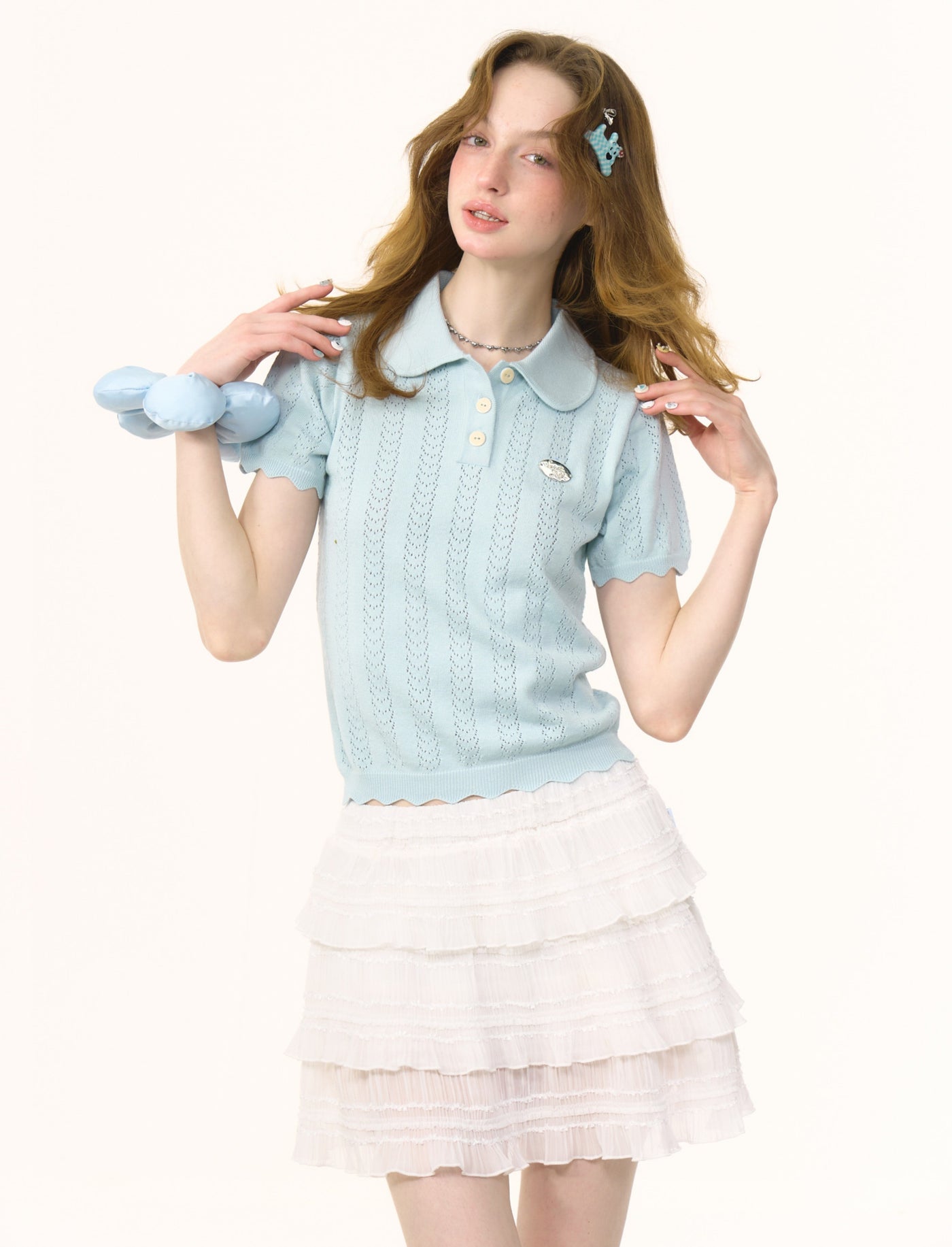 Polo Doll Collar Short-sleeved Knit ZIZ0262