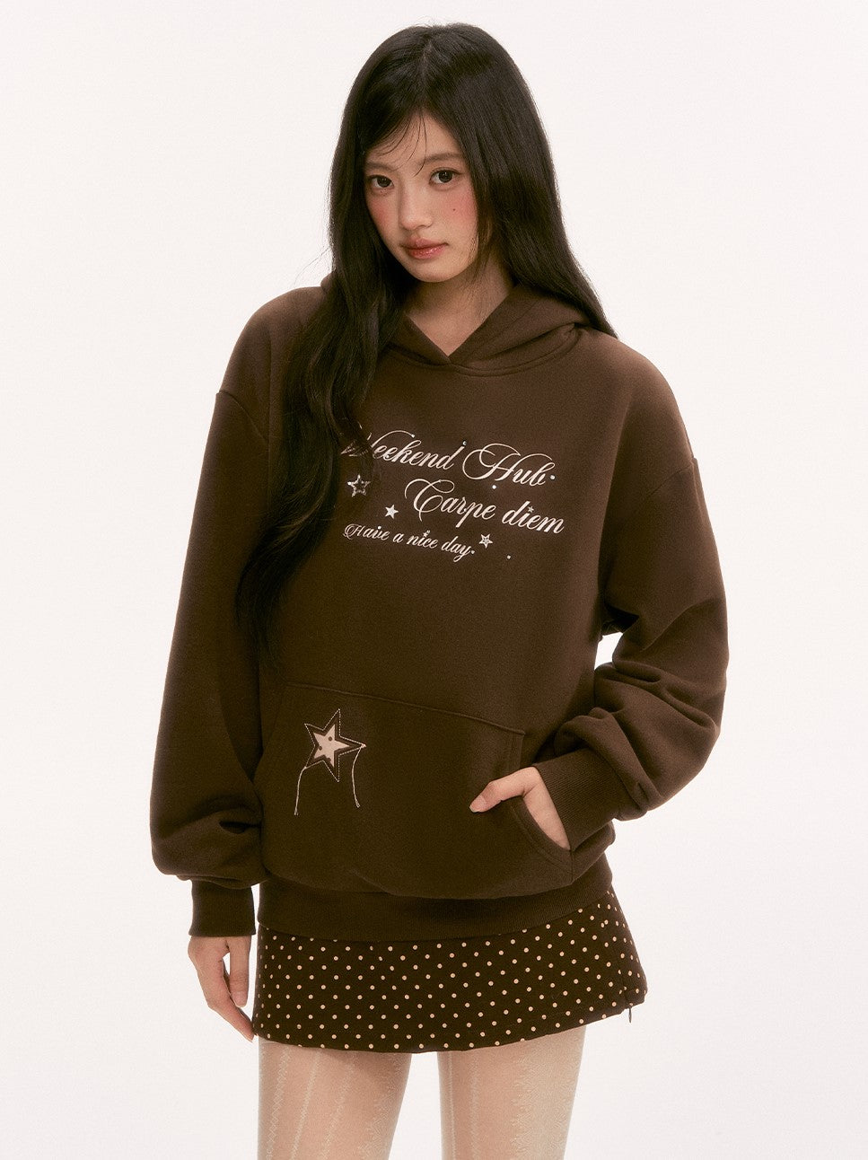 Retro Rhinestone Letter Hooded Sweatshirt WEE0121