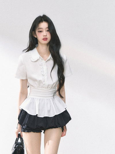 Waist Slim White Slim Shirt DIA0471