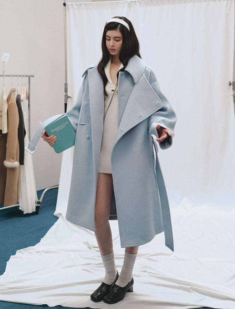 Elegant Mid-Length Wool Belt Coat LAL0244