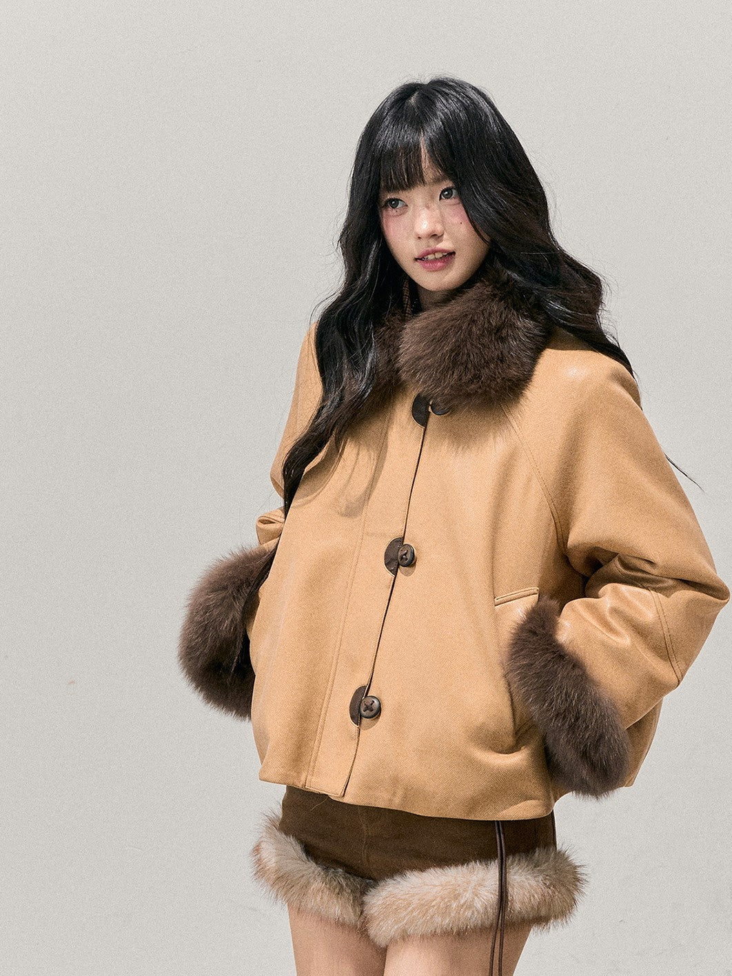 Fur Collar Plush Coat DIA0770